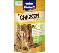 Vitakraft Chicken Veggie, snack para perros, palito de espinacas con carne magra de pollo, premio de adiestramiento, chuche recompensa para tu mascota (1x 80g)