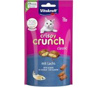 Vitakraft Crispy Crunch Classic, snack gatos, salmón (1x 60g) | golosina crujiente gatos, almohadilla cereal relleno cremoso, receta sin azúcar, ideal para mimar o premiar