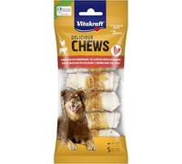 Vitakraft Delicious Chews, nudo masticable, snack perro, talla S (1x 70g) | masticable piel vacuno seca, envuelto pollo, bajo grasa con menos del 4 %, fortalece músculos masticación