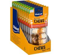 Vitakraft Delicious Chews, nudos masticables para perros, piel de vacuno envuelta en carne de pollo, para actividad, sin azúcar añadido (10x 70g)