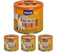 Vitakraft Dog Minis, golosinas para Perros, Mini Salchichas de Ave, en Lata con Tapa, golosinas de adiestramiento para Perros, reducidas en Especias, sin azúcar añadido (1x 120g) (Paquete de 4)