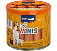 Vitakraft Dog Minis, golosinas para Perros, Mini Salchichas de Ave, en Lata con Tapa, golosinas de adiestramiento para Perros, reducidas en Especias, sin azúcar añadido (1x 120g)