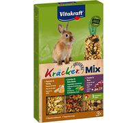 Vitakraft Kräcker, conejos enanos, palomitas, verduras y nueces (1 x 160g) | miel, remolacha y uva, vitaminas y minerales, sin azúcares añadidos, ayuda cuidado dental, horneado madera natural, clip