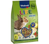 Vitakraft Life Dream, comida conejos enanos, manzana,escaramujo (1 x 1,8kg) | sin selección, ayuda desgaste dental, vitaminas y minerales, sin azúcares añadidos, sin conservantes añadidos