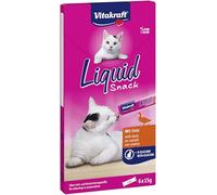 Vitakraft Liquid Snack, golosina para gatos, snack cremoso para gatos, con pato y betaglucanos, en sobres individuales, mejora las defensas inmunitarias (1 paquete de 6x 15g)