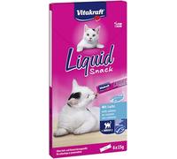 Vitakraft Liquid Snack, snack cremoso para gatos, con salmón y ácidos grasos omega 3, en bolsitas individuales, para una piel sana (1 paquete de 6x 15g)