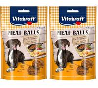 Vitakraft Meat Balls, golosinas para Perros, Mini albóndigas carnosas, como recompensa, golosinas de adiestramiento para Perros, sin azúcar añadido (1x 80g) (Paquete de 2)