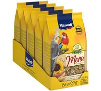 Vitakraft Menu, alimento para pájaros grandes periquitos, con cereales y frutos secos, en envase a granel, sin azúcares añadidos (5x 1kg)