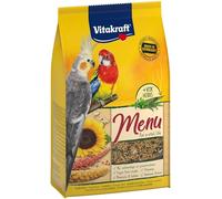Vitakraft Menu, comida para pájaros periquitos grandes, con cereales y frutos secos, a granel, sin azúcar añadido (1x 3kg)
