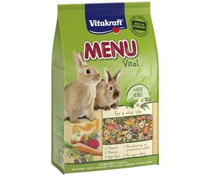 Vitakraft Menu Vital, comida conejos enanos, semillas y hierbas (1 x 3kg) | hierbas, verduras, vitaminas, minerales, oligoelementos, materias primas naturales, sin azúcares añadidos, sin colorantes