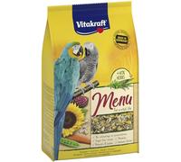 Vitakraft Menü, comida pájaros, loros, cereales, semillas, nueces (1 x 3kg) | hierbas, vitaminas, minerales, oligoelementos, materias primas naturales, receta sin azúcar, sin colorantes ni conservantes