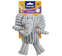VITAKRAFT - Peluche de Perro Elefante para Perro de tamaño pequeño y Mediano, Adulto o Cachorro, Regalo para Perro, Textil Suave, Color Gris