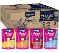 Vitakraft Poésie Classique, formato pack, comida húmeda para gatos, en salsa, con pollo, con pavo, con ternera, con salmón, sin azúcar añadido ni cereales (1 envase de 96x 85g)