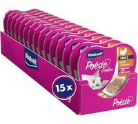Vitakraft Poésie Création - Comida húmeda para gatos, en salsa, con pavo en salsa de queso, sin azúcar ni cereales añadidos (15 x 85 g)