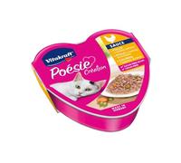 Vitakraft Poésie Création, Pollo y Verduras de la Huerta, en Salsa, Comida húmeda para Gatos Adultos, sin azúcares ni Cereales añadidos (1x85g)