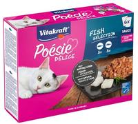 Vitakraft Poésie Délice, comida húmeda gatos, abadejo, bacalao MSC (6x 85g) | alimento gatos adultos, bocados en salsa, práctico sobre porciones, sin azúcares añadidos ni cereales