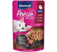 Vitakraft Poésie Délice, comida húmeda gatos, corazón salsa (1x 85g) | alimento gatos adultos, bocados en salsa, práctico sobre porciones, sin azúcares añadidos ni cereales