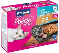 Vitakraft Poésie Délice, comida húmeda gatos, salmón MSC y pavo (6x 85g) | alimento gatos adultos, bocados en gelatina, práctico sobre porciones, sin azúcares añadidos ni cereales