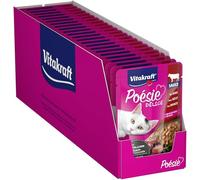 Vitakraft Poésie Délice, comida húmeda para gatos, comida húmeda para gatos en salsa, con carne de vacuno, preenvasada, sin azúcar añadido ni cereales (23x 85g)