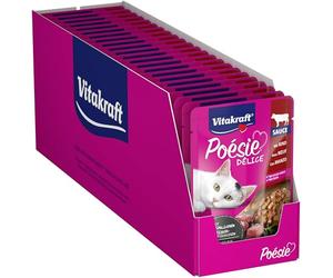 Vitakraft Poésie Délice, comida húmeda para gatos, comida húmeda para gatos en salsa, con carne de vacuno, preenvasada, sin azúcar añadido ni cereales (23x 85g)