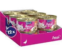 Vitakraft Poésie Mousse, Comida húmeda para Gatos, con Carne de Pato, para Gatos Adultos, en Reserva, sin azúcar añadida (12 x 85 g)