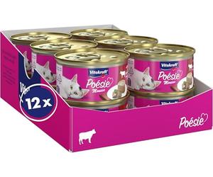 Vitakraft Poésie Mousse, Comida húmeda para Gatos, con Carne de Vacuno, nutricionalmente coordinada, sin azúcar añadido (12 x 85 g)