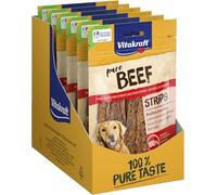 Vitakraft Pure Beef Strips, golosinas para perros, tiras de carne de vacuno, golosinas de adiestramiento para perros, sin azúcar añadido (10x 80g)