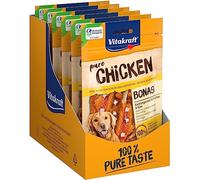 Vitakraft Pure Chicken Bonas, golosinas para perros, palitos masticables con pollo y queso, sin azúcar añadido (7x 80g)