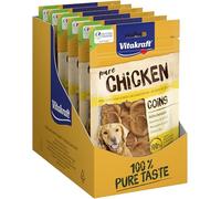 Vitakraft Pure Chicken Coins, golosinas para perros, monedas de pollo, golosinas de adiestramiento para perros, sin azúcar añadido (8x 80g)