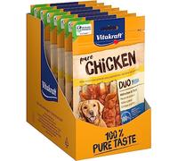 Vitakraft Pure Chicken Duo Fish, golosinas para perros, pollo y pescado, con omega 3, para adiestramiento de perros, sin azúcar añadido (8x 80g)