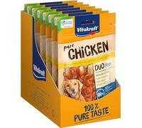 Vitakraft Pure Chicken Duo Fish, golosinas para perros, pollo y pescado, con omega 3, para adiestramiento de perros, sin azúcar añadido (8x 80g)