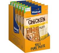 Vitakraft Pure Chicken Filets, golosinas para perros, filete de pollo con queso, golosinas de adiestramiento para perros, sin azúcar añadido (9x 80g)