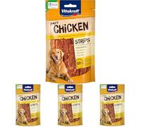 Vitakraft Pure Chicken Strips, golosinas para Perros, Filete de Pollo, golosinas de adiestramiento para Perros, sin azúcar ni Cereales añadidos (1x 80g) (Paquete de 4)