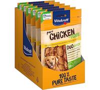 Vitakraft Pure Chicken Veggie, golosinas para perros, palitos con pollo y zanahoria, golosinas de adiestramiento para perros, sin azúcar añadido (9x 80g)