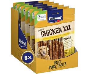 Vitakraft Pure Chicken XXL Bonas, golosinas para perros, palitos masticables con pollo, golosinas de adiestramiento para perros, sin azúcar añadido (8x 200g)
