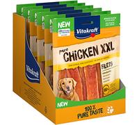 Vitakraft Pure Chicken XXL Filets, golosinas para perros, filete de pollo, golosinas de adiestramiento para perros, sin azúcar añadido (6x 250g)