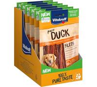 Vitakraft Pure Duck Filet, golosina para perros, tiras de filete de pechuga de pato, golosina de adiestramiento para perros, sin azúcar añadido (8x 80g)