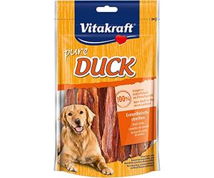 Vitakraft Pure Duck, Snack para Perros de Carne de Pato en Tiras, 80 g