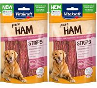 Vitakraft Pure Ham Strips, Premio para Perros, Tiras de jamón con Carne de Cerdo, Premio de adiestramiento para Perros, sin azúcar añadido (1x 80g) (Paquete de 2)