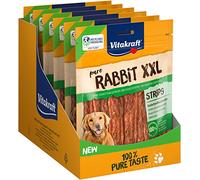 Vitakraft Pure Rabbit XXL Strips, golosinas para perros, tiras de carne de conejo, golosinas de adiestramiento para perros, sin azúcar añadido (6x 250g)
