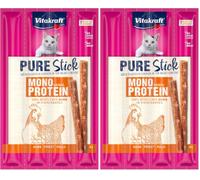 Vitakraft Pure Stick, golosina para Gatos, barrita carnosa, con Pollo, barritas Individuales, también para Gatos nutricionalmente sensibles, sin azúcar añadido (1x 20g) (Paquete de 2)