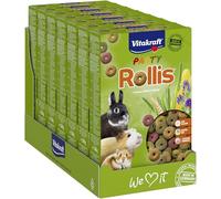 Vitakraft Rollis, anillos crujientes para roedores, bajos en calcio, con alfalfa, como complemento del alimento principal o como tentempié entre comidas, sin azúcar añadido ni cereales (7x 500g)