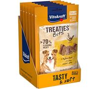 Vitakraft Treaties bits, golosinas para Perros, Snack Blando para Perros Relleno de Pollo, golosinas de adiestramiento para Perros, sin Cereales y sin azúcar añadido (6X 120g)