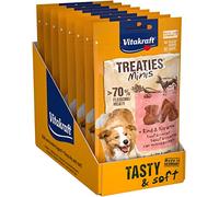 Vitakraft Treaties Minis, golosinas para Perros, con Carne de Res y Zanahoria, con Alto Porcentaje de Carne, como recompensa y Entrenamiento, en Reserva (8 x 48 g)
