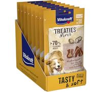 Vitakraft Treaties Minis, golosinas para perros, snack blando para perros relleno de salchicha de hígado, golosinas de adiestramiento para perros, sin azúcar añadido (8x 48g)