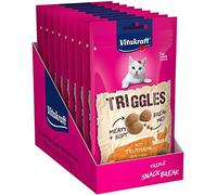 Vitakraft Triggles, golosinas para gatos, snack blando para gatos, con pavo, tamaño de almacenamiento, sin azúcar añadido (9x 40g)