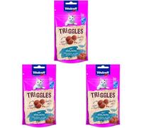 Vitakraft Triggles, Snack para Gatos, con abadejo, Mini Snacks para mimar a su Gato, sin azúcar añadido (1x 40g) (Paquete de 3)