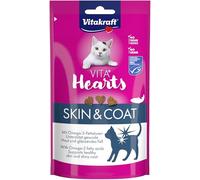 Vitakraft Vita Hearts, Piel y pelo, snack blando para gatos, para el pelo y la piel, con salmón (1x 40g)