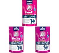 Vitakraft Vita Hearts, Piel y Pelo, Snack Blando para Gatos, para el Pelo y la Piel, con salmón (1x 40g) (Paquete de 3)