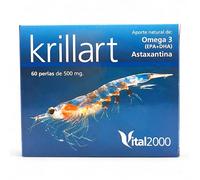 Vital 2000 Krillart Aceite Krill 60 Perlas de 500mg - Con Omega-3, Fosfolípidos y Astaxantina - Para Sistema Endocrino y Metabolismo